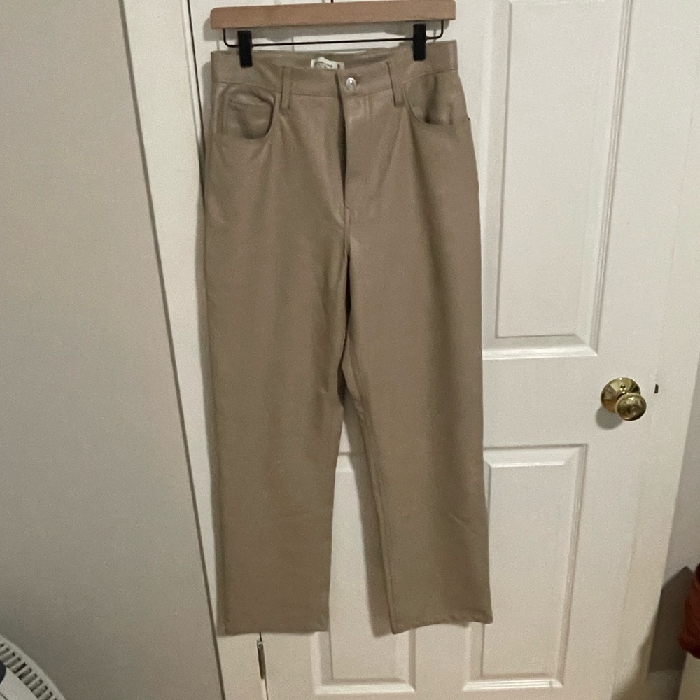 Abercrombie Faux Leather 90s High Rise Straight Pants